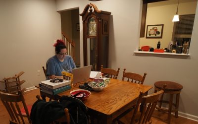 Sasha studying at my house